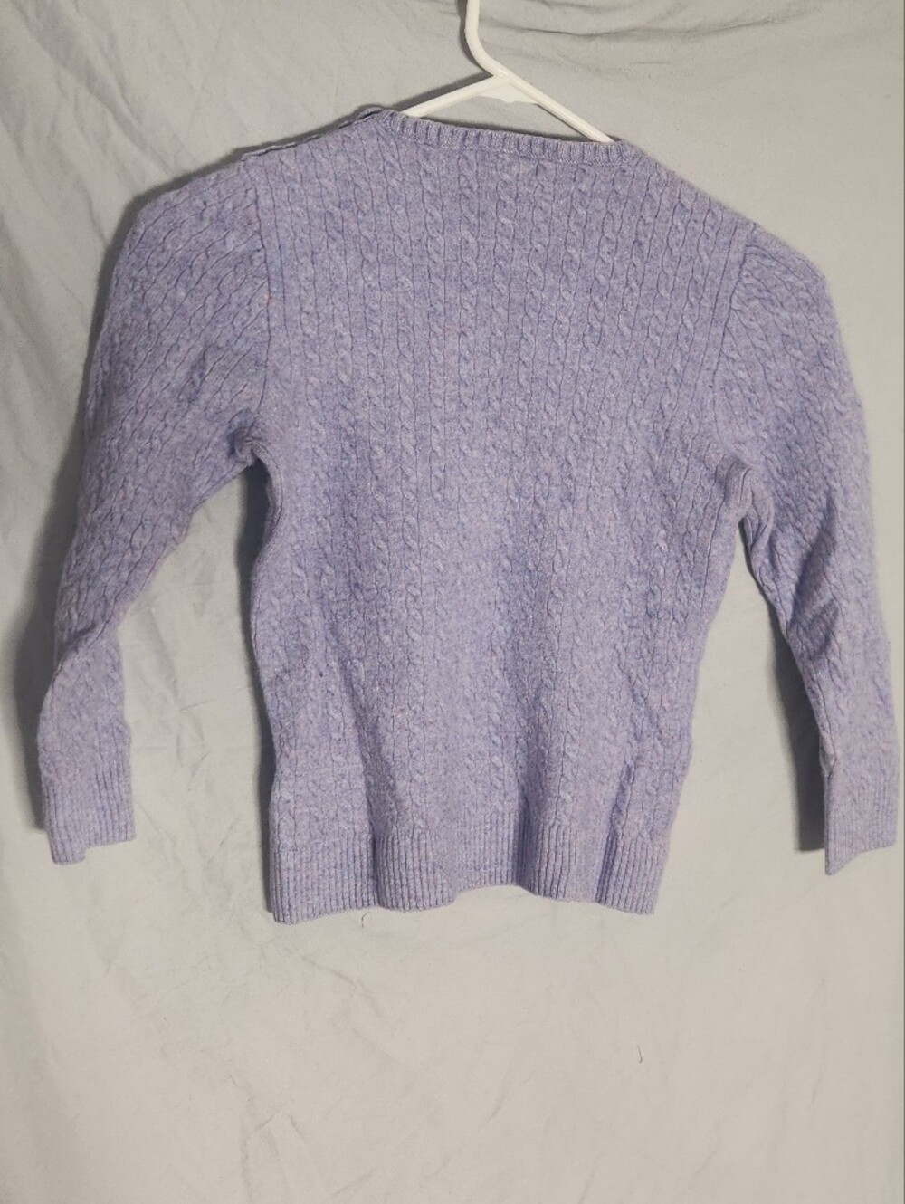 100% Cashmere Cable Knit Sweater Lavender Purple Women's Large